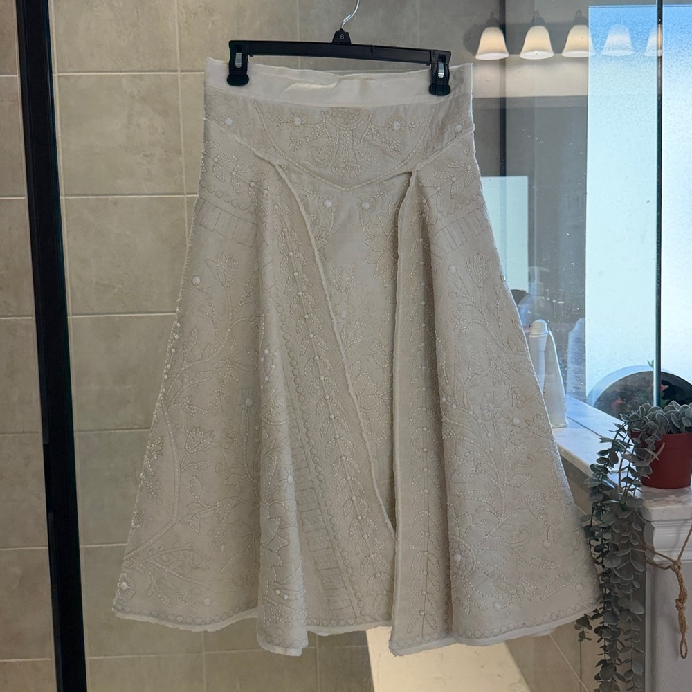 Zara ATELIER Embroiderd Cape skirt limited edition Cream Textured A-Line Skirt - Picture 6 of 11